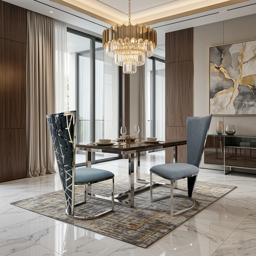 Vienna & Sofia Grey and Silver Dining Chair