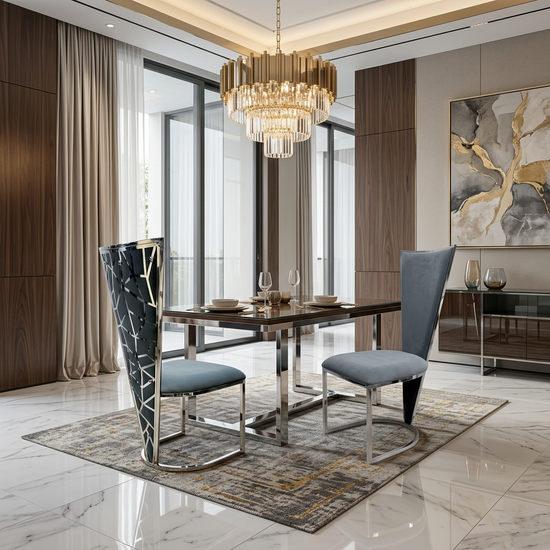 Vienna & Sofia Grey and Silver Dining Chair