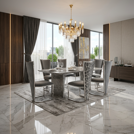 Vienna & Sofia Grey and Silver Dining Chair