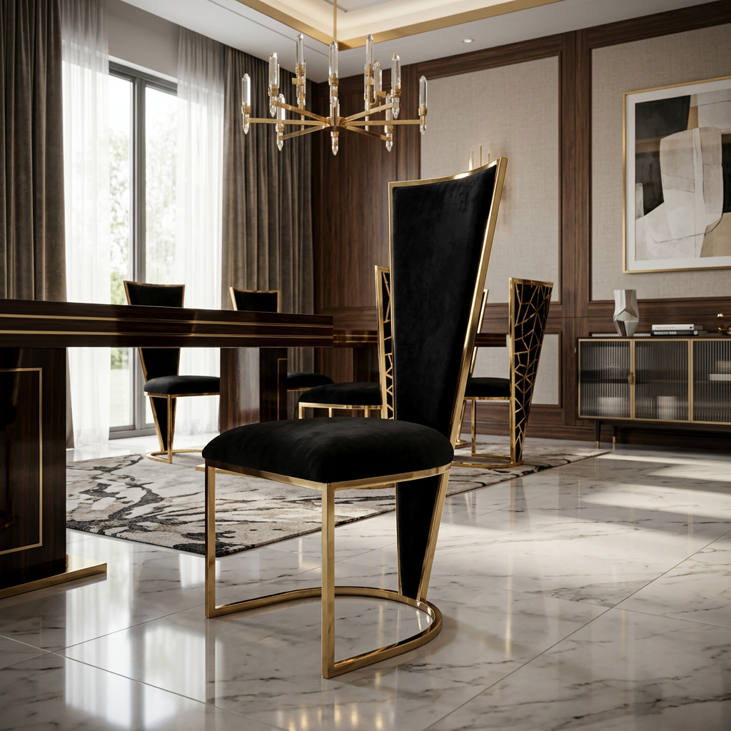 Vienna & Sofia Dining Chair - Black / Gold
