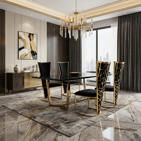 Vienna & Sofia Dining Chair - Black / Gold