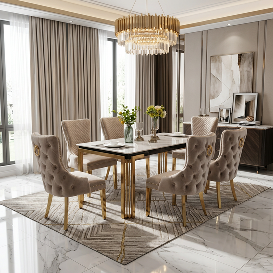 Sorrento 150cm Rectangle Dining Table Gold Base