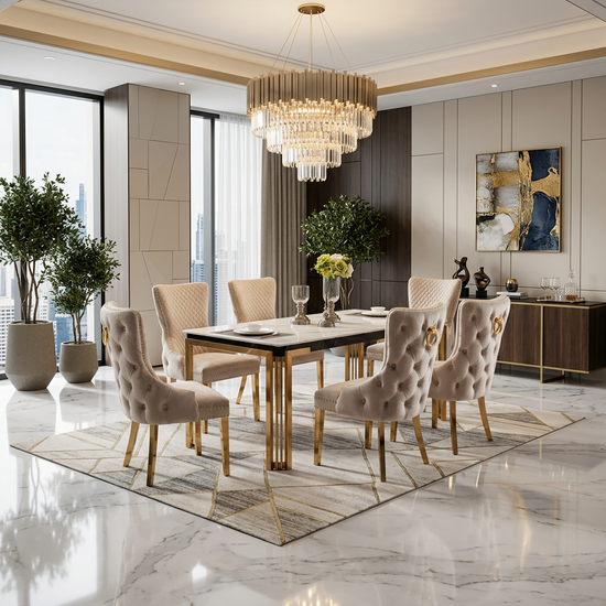 Sorrento 150cm Rectangle Dining Table Gold Base
