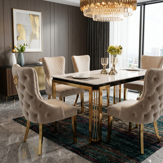 Sorrento 150cm Rectangle Dining Table Gold Base