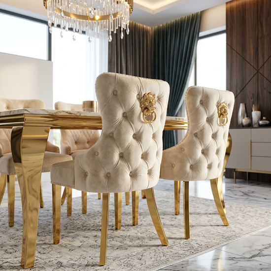 Victoria Cream & Gold Lion Dining Chair
