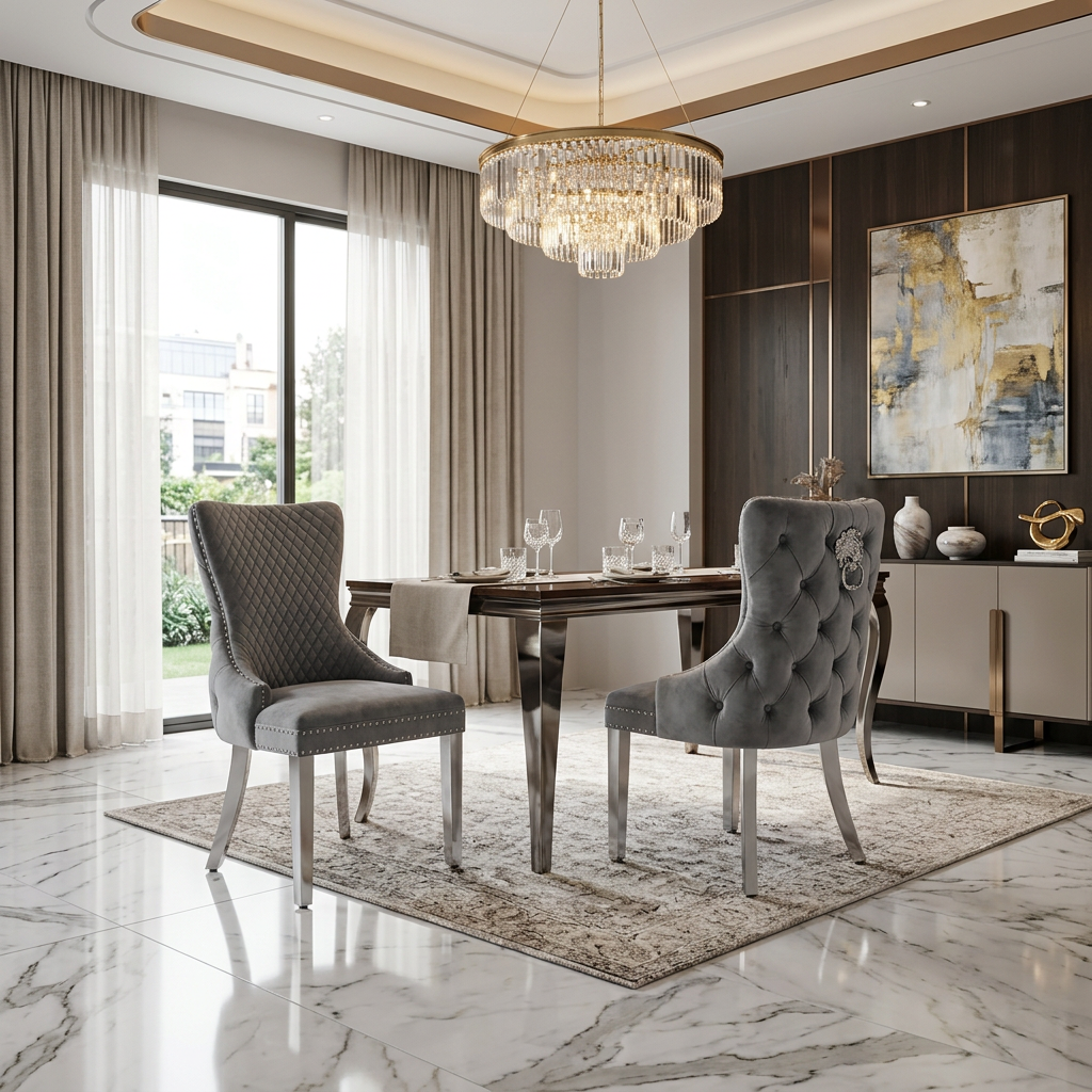 Victoria Dining Chair - Grey Silver