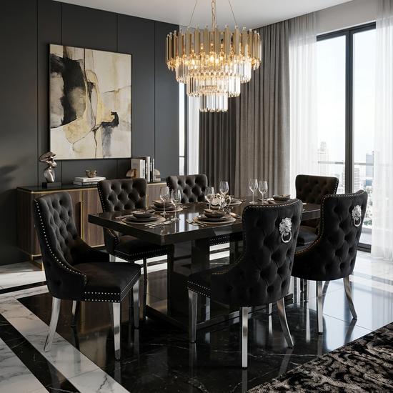 Victoria Dining Chair - Black Silver