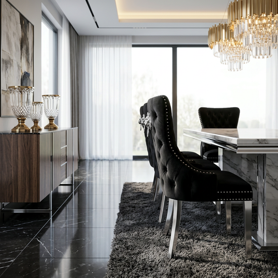 Victoria Dining Chair - Black Silver