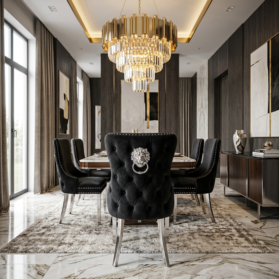 Victoria Dining Chair - Black Silver