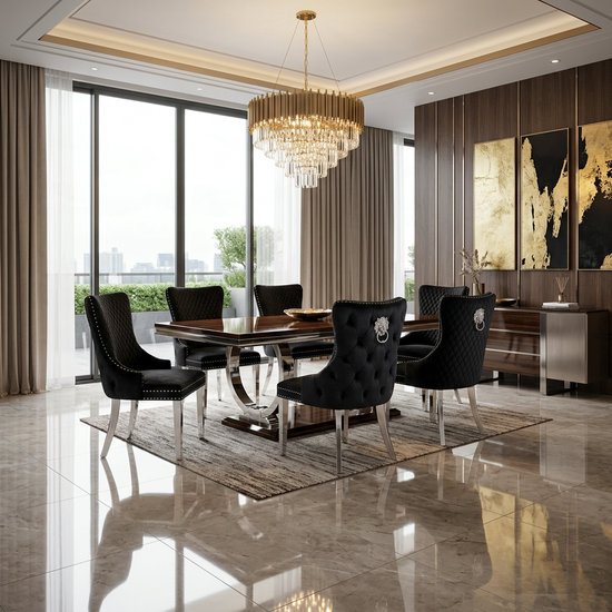 Victoria Dining Chair - Black Silver