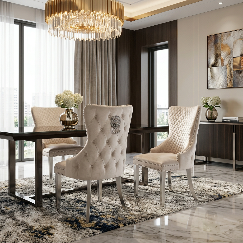 Victoria Dining Chair - Cream Silver