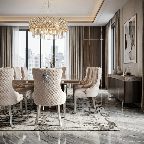 Victoria Dining Chair - Cream Silver