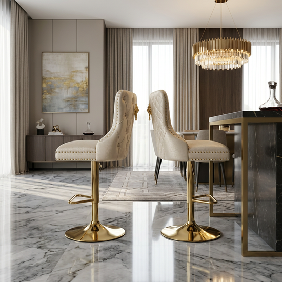 Victoria Cream and Gold Breakfast Stools Gold LION Knocker