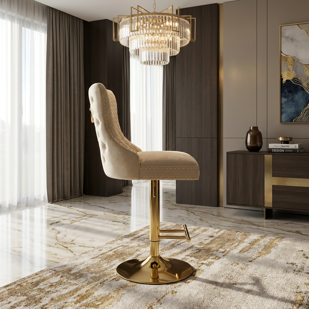 Victoria Cream and Gold Breakfast Stools Gold RING Knocker