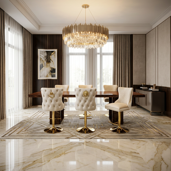 Victoria Cream and Gold Breakfast Stools Gold RING Knocker