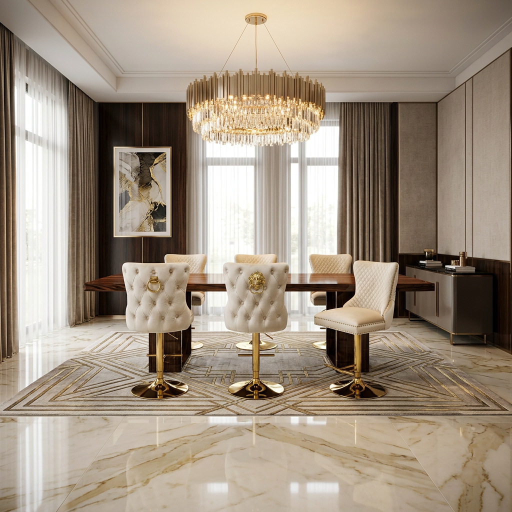 Victoria Cream and Gold Breakfast Stools Gold LION Knocker