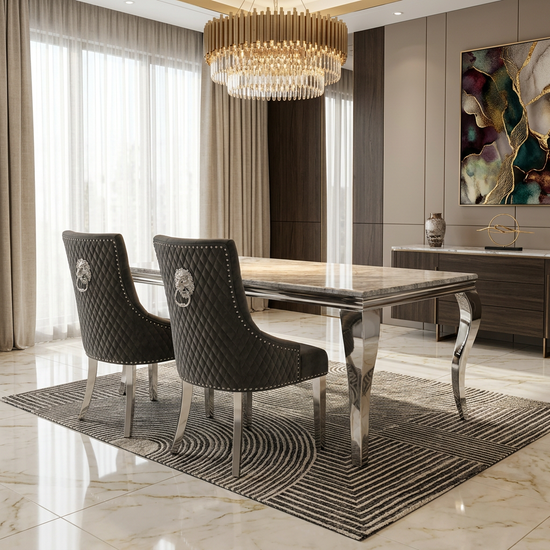 Sofia 1.2m Grey Marble Dining Table