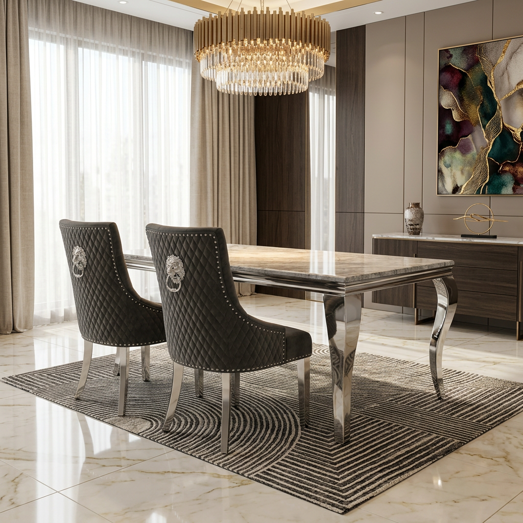 Sofia 1.6m Grey Marble Dining Table