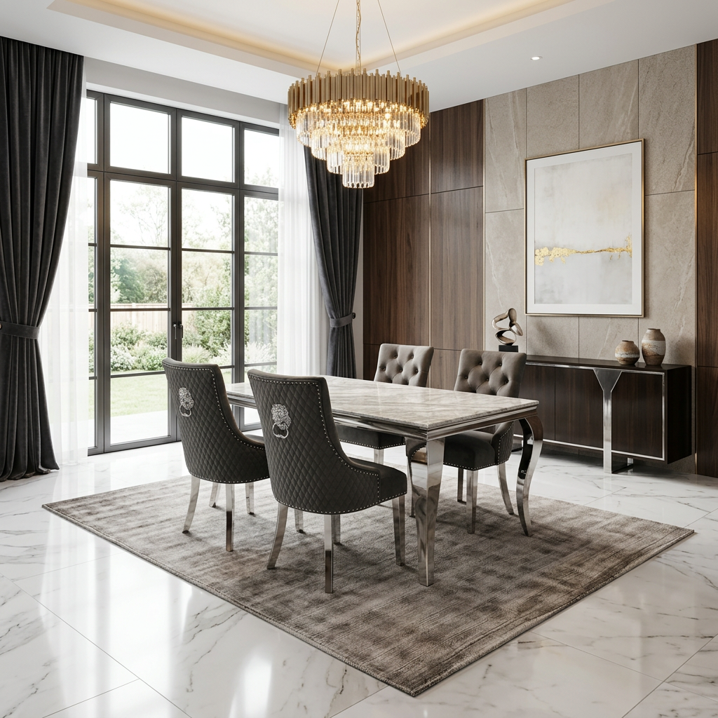 Sofia 1.8m Grey Marble Dining Table
