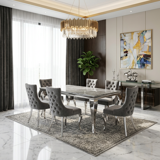 Sofia 1.2m Grey Marble Dining Table