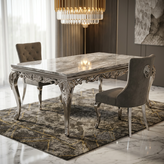 Sofia 1.8m Grey Marble Dining Table