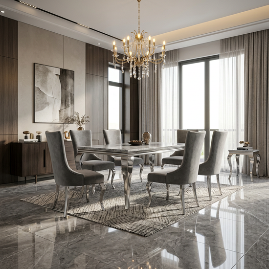 Sofia 1.5m Grey Marble Dining Table