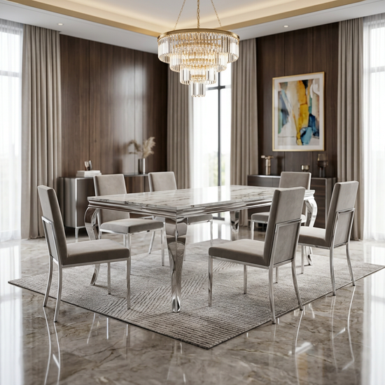 Sofia 1.8m Grey Marble Dining Table