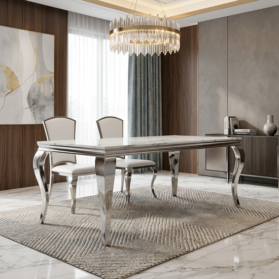 Sofia 160cm Grey Marble Dining Table