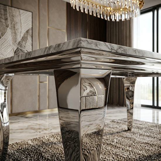 Sofia 1.6m Grey Marble Dining Table