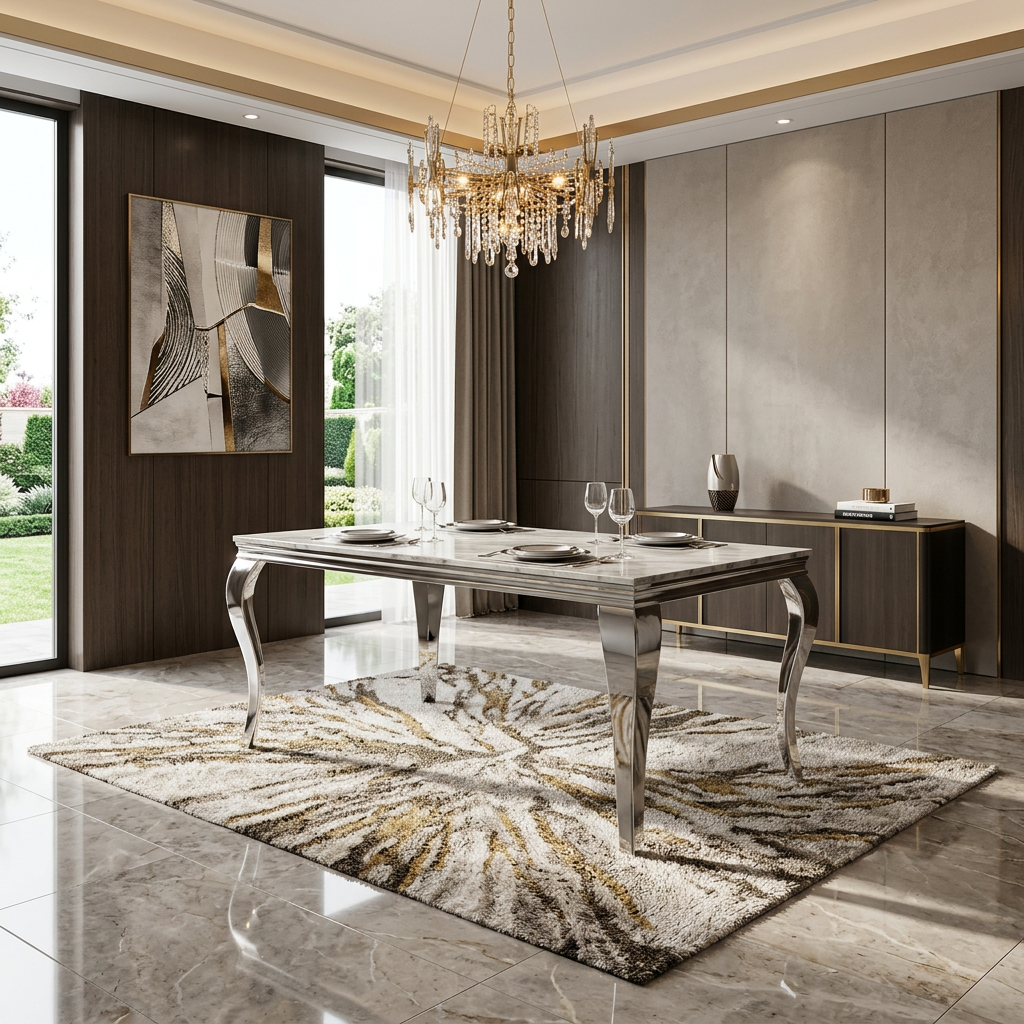 Sofia 1.6m Grey Marble Dining Table