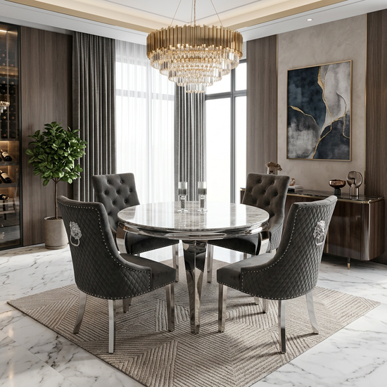 Sofia 1.1m Round Grey Marble Dining Table