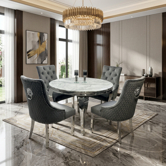 Sofia 1.1m Round Grey Marble Dining Table