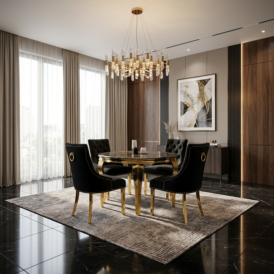 Majestic Black & Gold Ring Knocker Chair