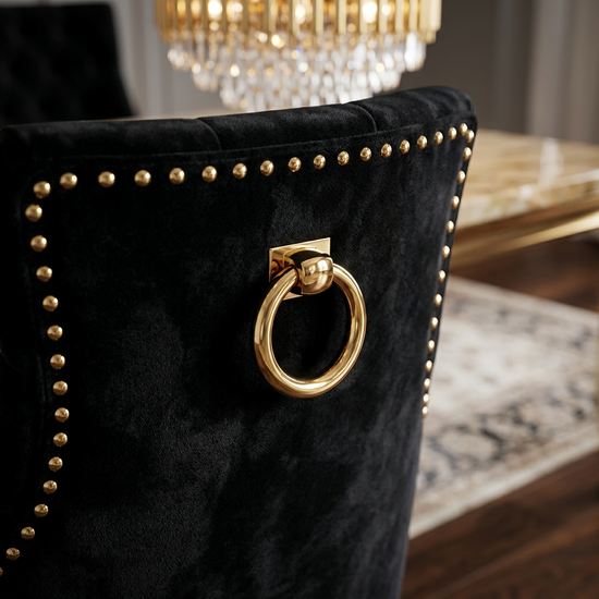 Majestic Black & Gold Ring Knocker Chair