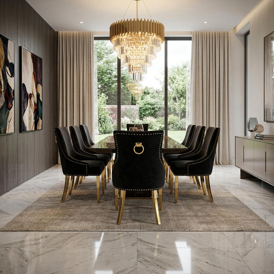 Majestic Black & Gold Ring Knocker Chair