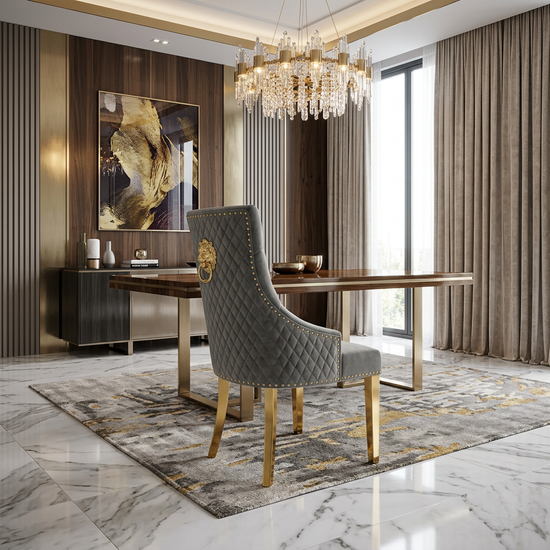 Plush Velvet Fabric Gold Range Grey Gold