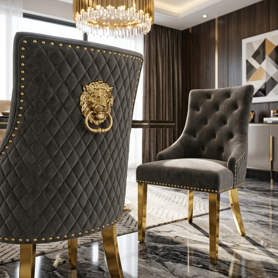 Plush Velvet Fabric Gold Range Grey Gold