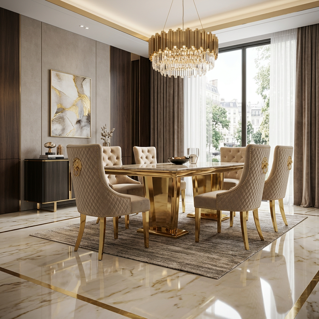 Majestic Dining Chair - Majestic Mink Gold Ring Knocker Chair
