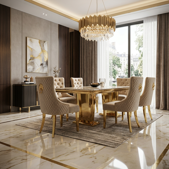 Majestic Dining Chair - Majestic Mink Gold Ring Knocker Chair