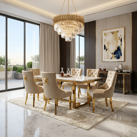 Majestic Dining Chair - Majestic Mink Gold Ring Knocker Chair