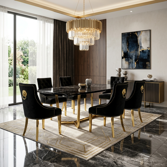 Majestic Dining Chair - Majestic Black Gold Ring Knocker Chair