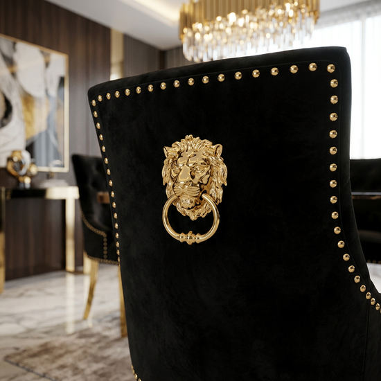 Majestic Dining Chair - Majestic Black Gold Ring Knocker Chair