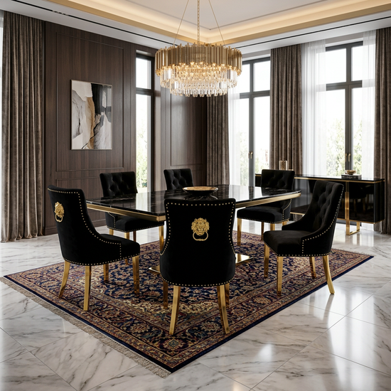 Majestic Dining Chair - Majestic Black Gold Ring Knocker Chair