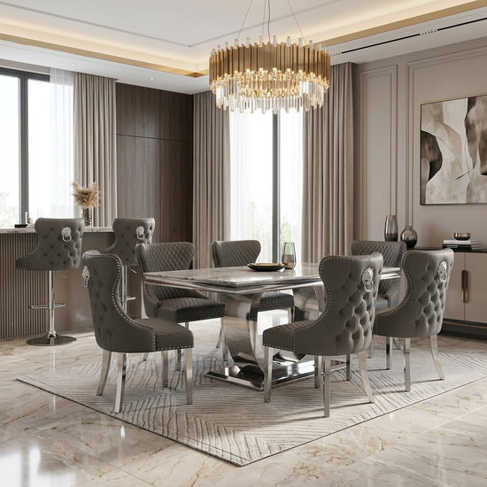 Valentino Dining Chair - Hudson Grey PU