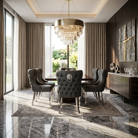 Valentino Dining Chair - Hudson Grey PU