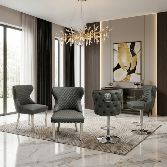 Valentino Dining Chair - Hudson Grey PU