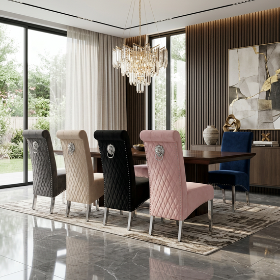 Sofia Plush Velvet Fabric Dining Chair Dark Black