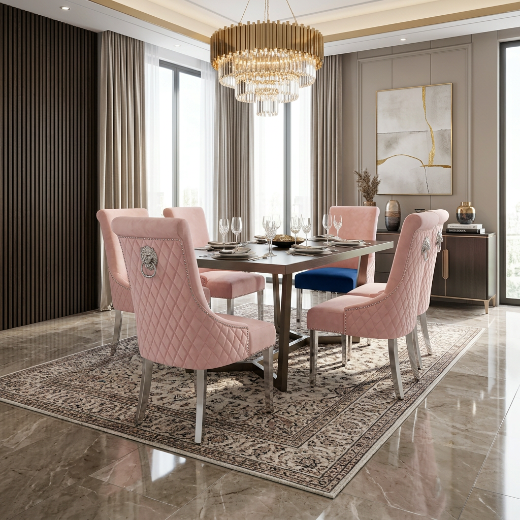 Sofia Plush Velvet Fabric Dining Chair Dark Pink