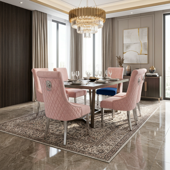Sofia Plush Velvet Fabric Dining Chair Dark Pink