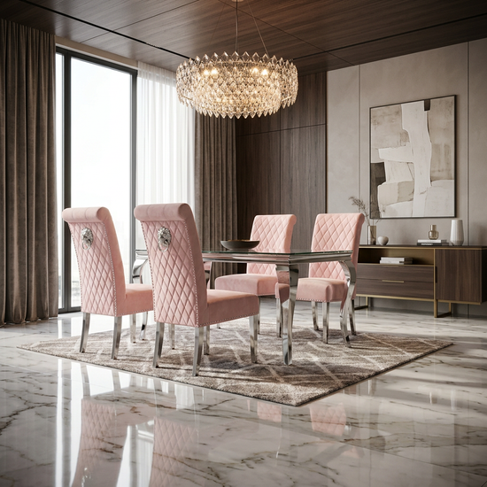 Sofia Plush Velvet Fabric Dining Chair Dark Pink